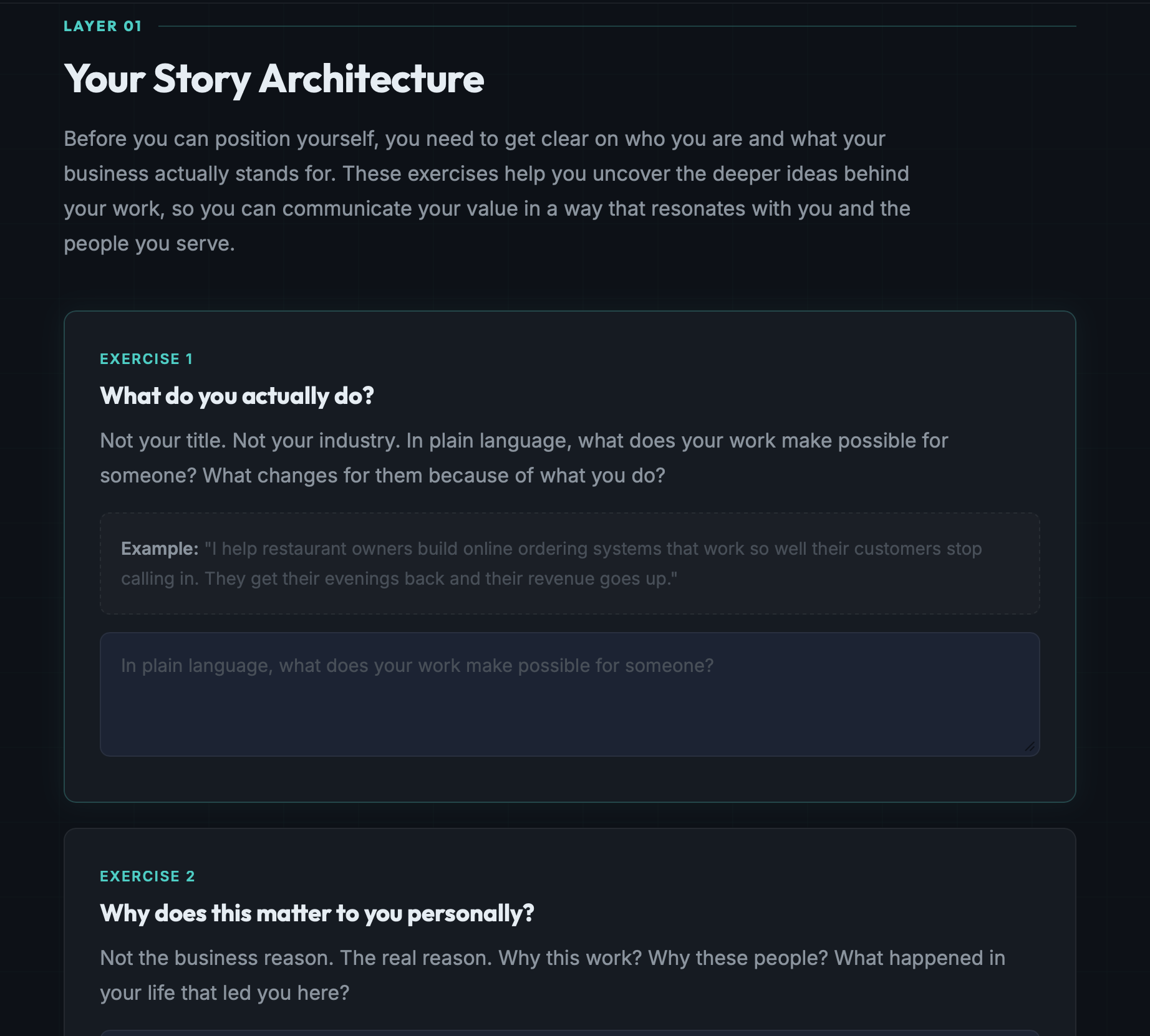 Interactive story architecture workshop with exercises